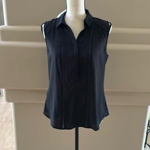Ann Taylor Elegant Collared Sleeveless Blouse. NWT. Black. Size Small.